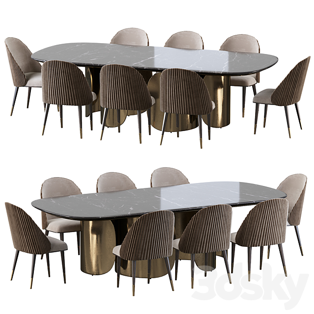 Oscar Opera Contemporary Table and Chair Diva Sb 3DS Max Model - thumbnail 2