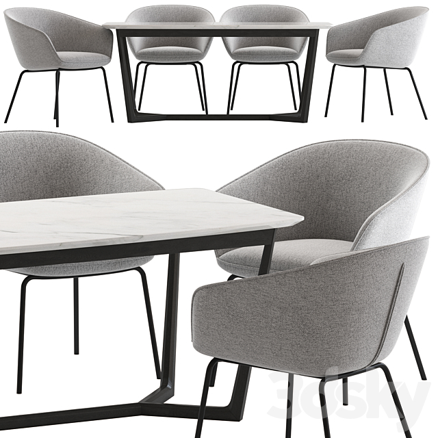 Oslo Home Amanda Dinning Chair and Innova Australia Carlin Table 3DS Max Model - thumbnail 2