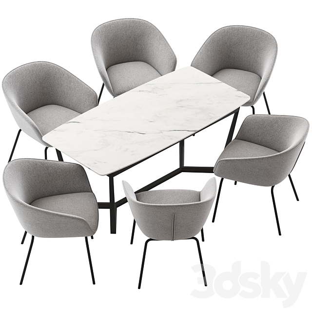 Oslo Home Amanda Dinning Chair and Innova Australia Carlin Table 3DS Max Model - thumbnail 3