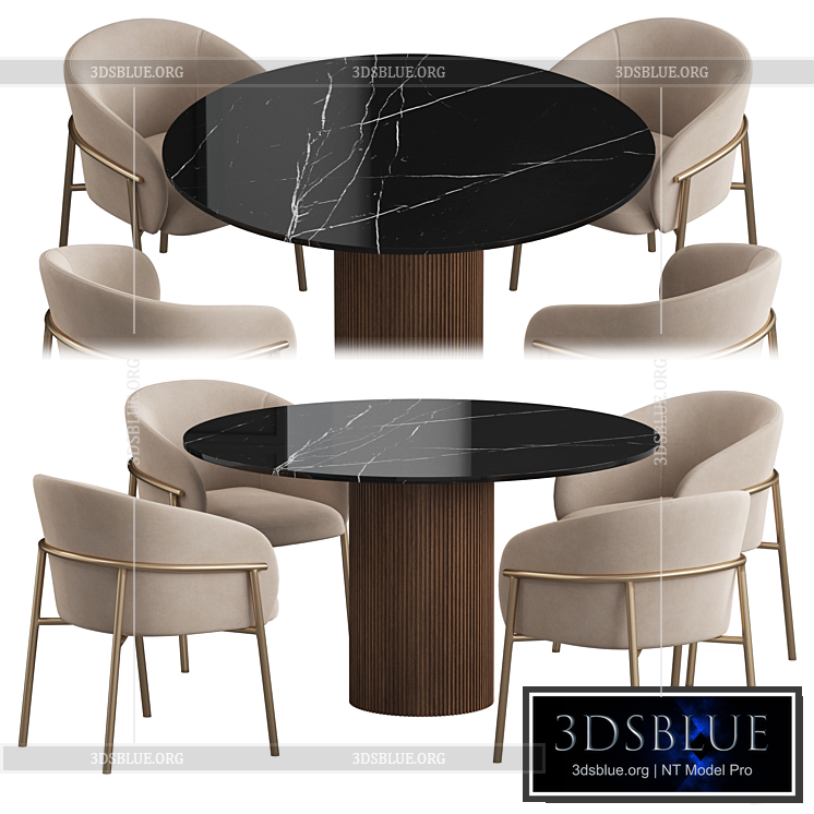 Ostinato table Rimo chair Dining set 3DS Max - thumbnail 3