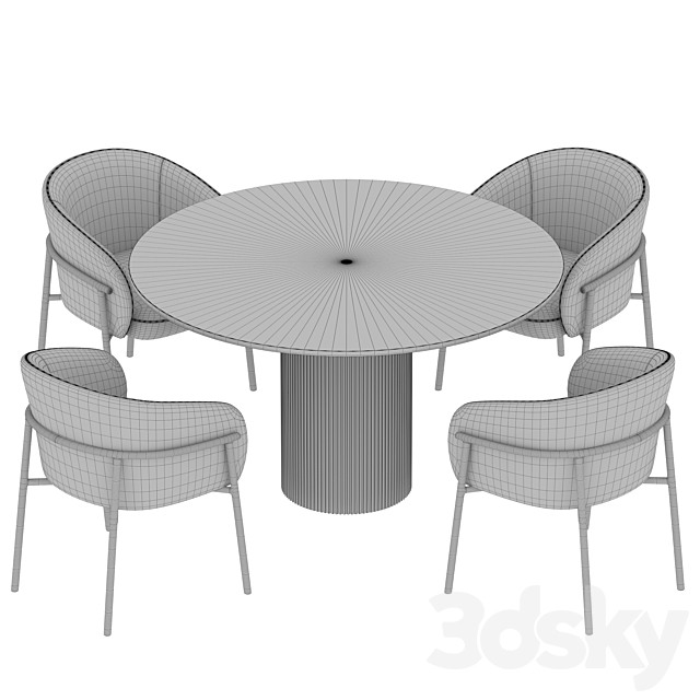 Ostinato table Rimo chair Dining set 3DS Max Model - thumbnail 3