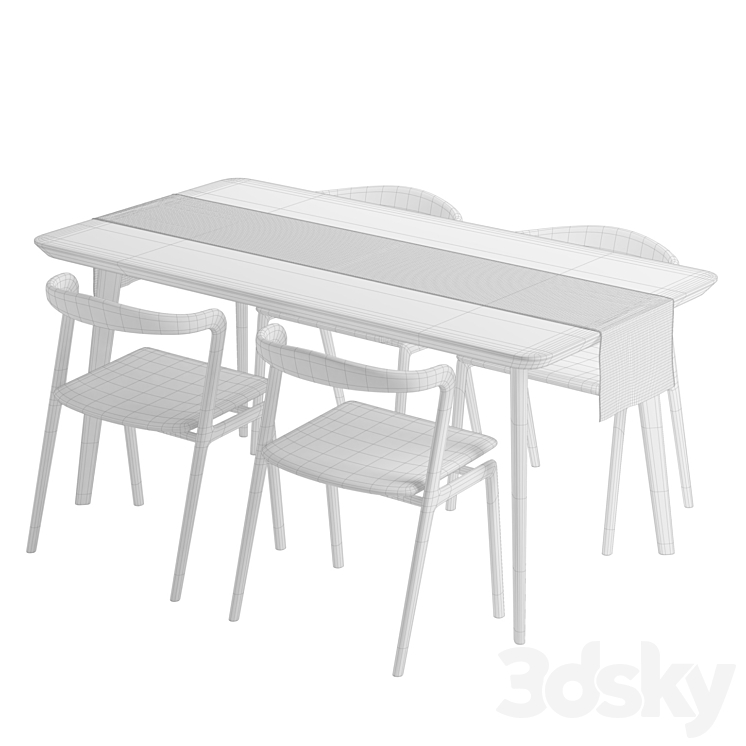 Otto Dining Table 3DS Max Model - thumbnail 2