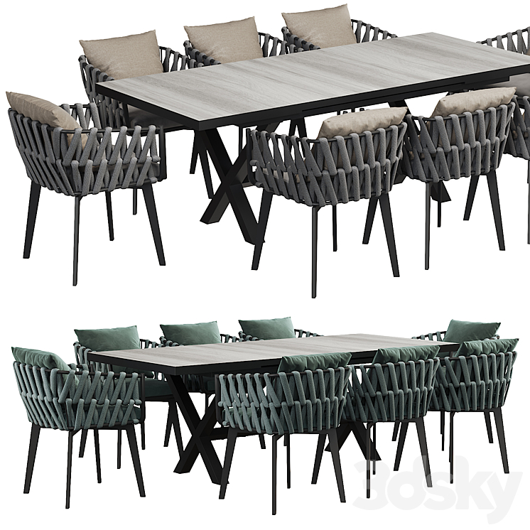 Outdoor dining table 3DS Max Model - thumbnail 1