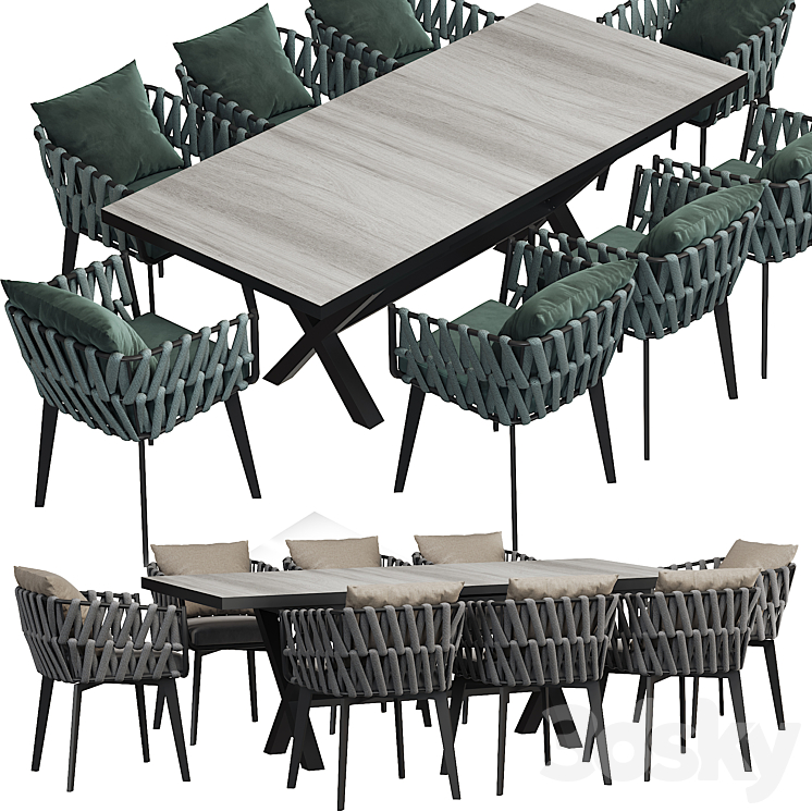 Outdoor dining table 3DS Max Model - thumbnail 2