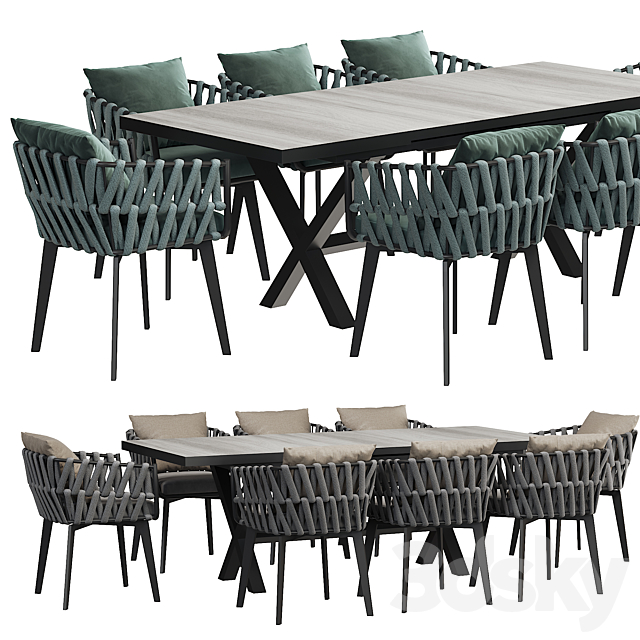 Outdoor dining table 3DSMax File - thumbnail 3