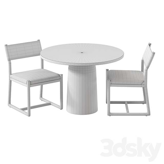 Outdoor furniture table and chairs for garden patio cafe Bilson outoor 3DS Max Model - thumbnail 2