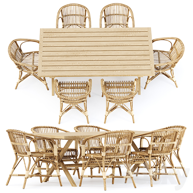 Outdoor garden furniture set_v02 _ Garden furniture set 3DS Max Model - thumbnail 3