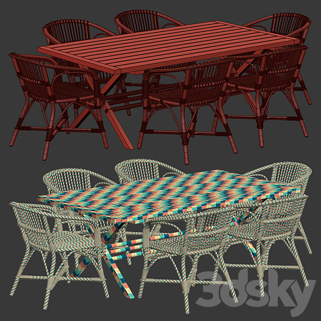 Outdoor garden furniture set_v02 _ Garden furniture set 3DS Max Model - thumbnail 4