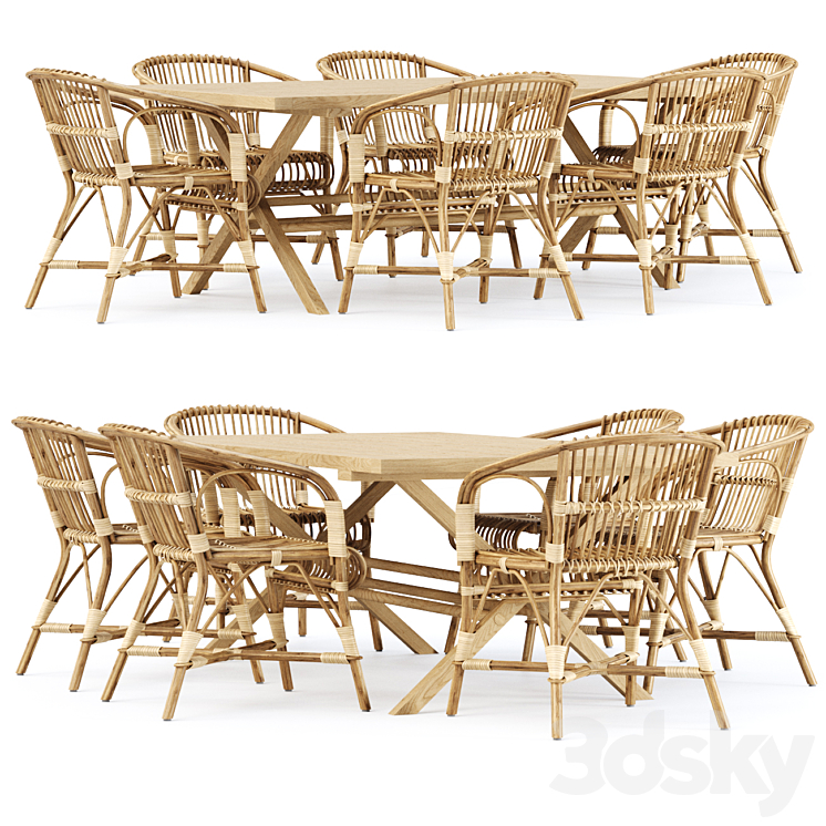 Outdoor garden furniture set_v02 \/ Garden furniture set 3DS Max Model - thumbnail 1