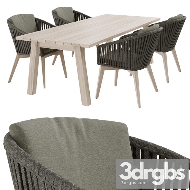 Outdoor garden wicker woven dining set 4so santander - thumbnail 1