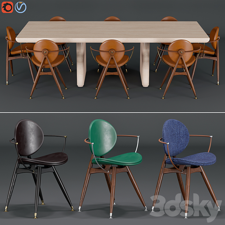 overgaard & dyrman chair and table 3DS Max - thumbnail 1