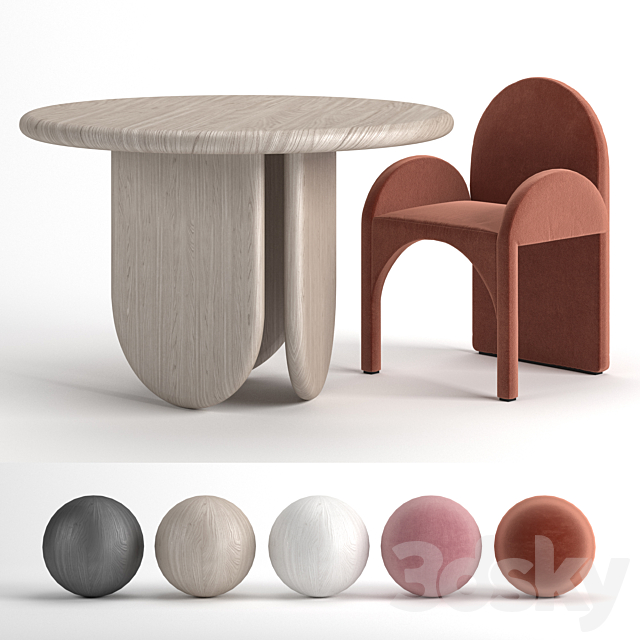 Paddle Table and Cuff arc armchair 3DSMax File - thumbnail 1