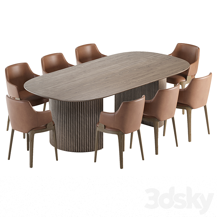 Parc Oval Dining Table and Velis Chair 3DS Max - thumbnail 2