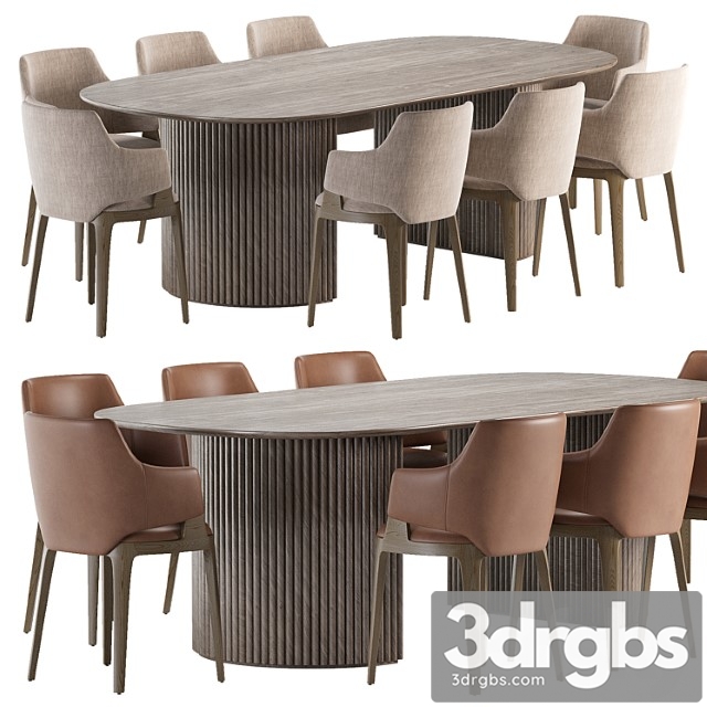 Parc oval dining table and velis chair - thumbnail 1