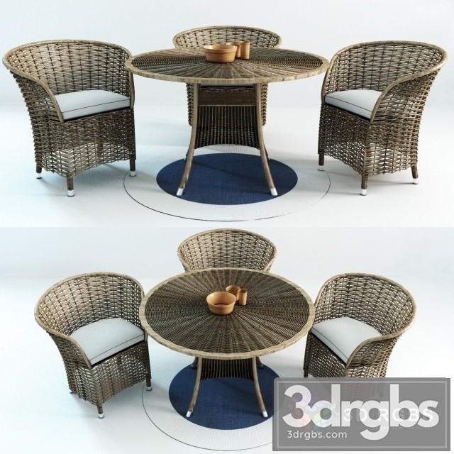 Patio Wicker Table and Chair 3dsmax Download - thumbnail 1