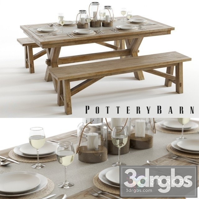 PB Toscana Dining Set 3dsmax Download - thumbnail 1