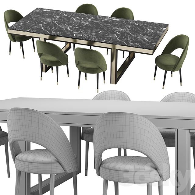 PEARL table and ARMOR chairs by LASKASAS 3DS Max Model - thumbnail 2