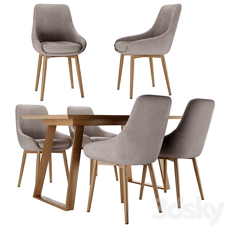 Pepper Chair and Norfolk Table 3DS Max Model - thumbnail 1