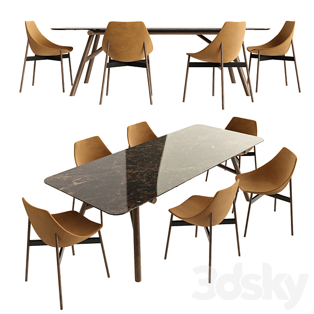 Pianca Maestro Table and Gamma Chair 3DSMax File - thumbnail 1