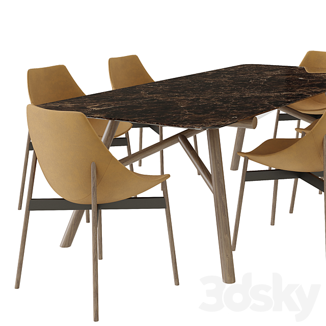 Pianca Maestro Table and Gamma Chair 3DSMax File - thumbnail 2