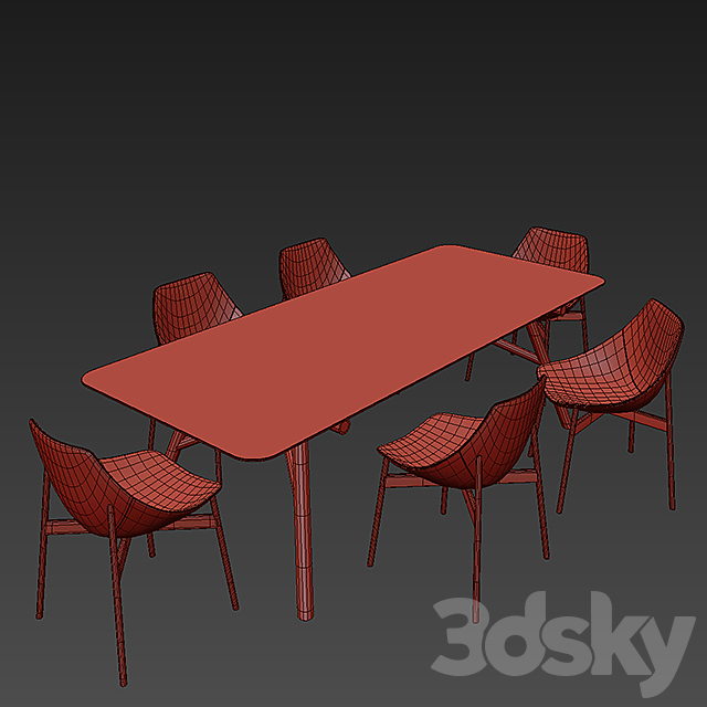 Pianca Maestro Table and Gamma Chair 3DSMax File - thumbnail 3