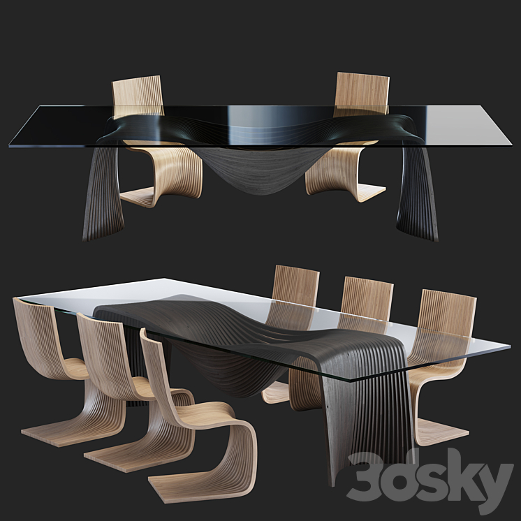 piegatto-corozo dining set 3DS Max - thumbnail 1