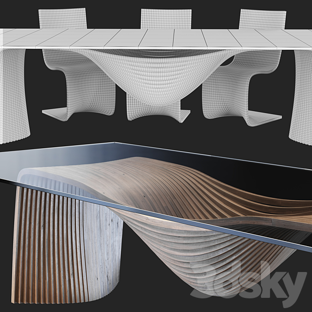 piegatto-corozo dining set 3DSMax File - thumbnail 3