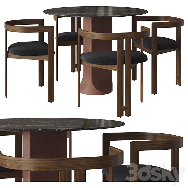 pigreco chair and togrul table by tacchini 3DS Max Model - thumbnail 1