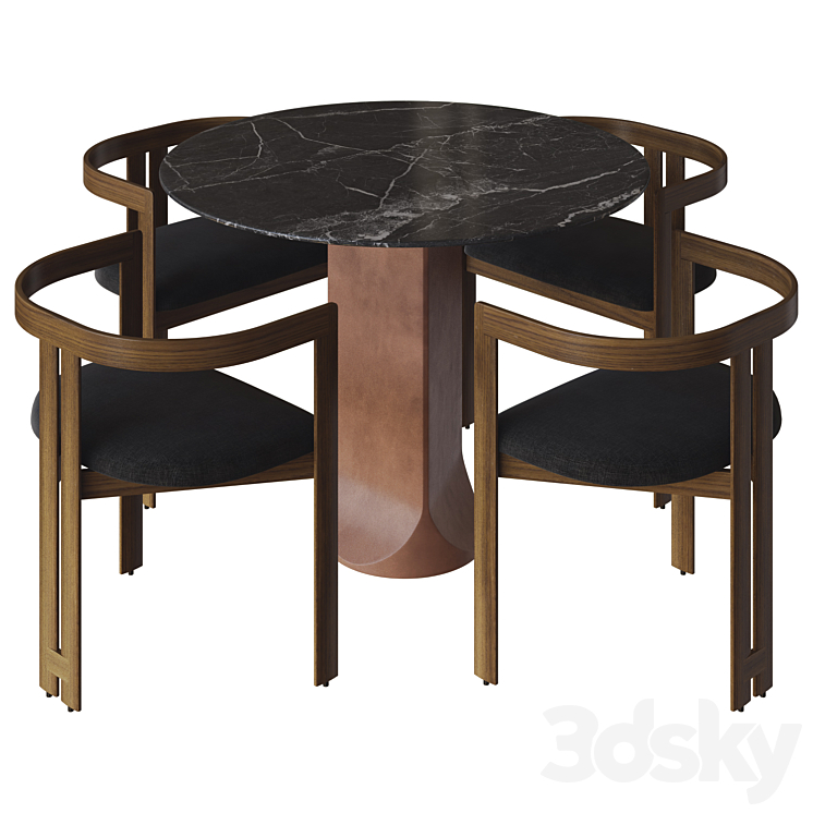 pigreco chair and togrul table by tacchini 3DS Max Model - thumbnail 2