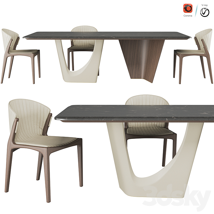 Pinnacle table And Luisa chair 3DS Max Model - thumbnail 1