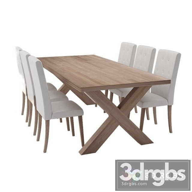 Pitsburgh Dining Table With Chairs 3dsmax Download - thumbnail 1