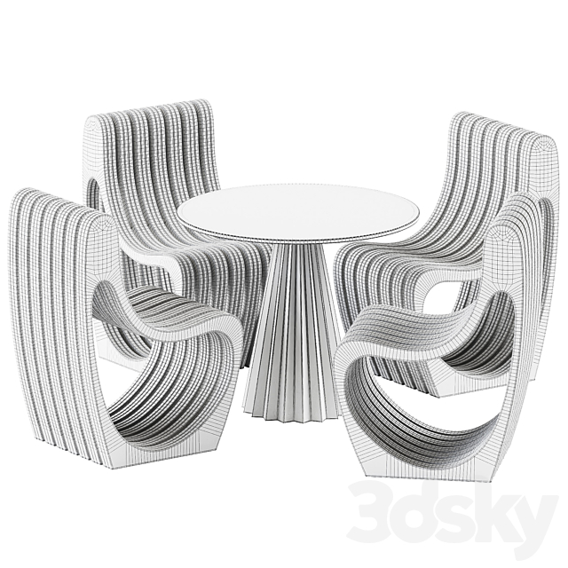 PLISSE Table by Midj and Bisnile Chair by Oltreforma 3DSMax File - thumbnail 6