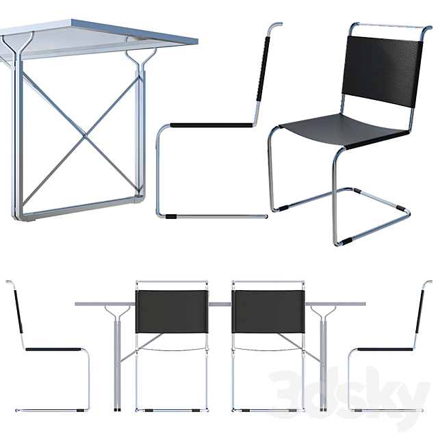 Poliform Activity Table & Chair 3DSMax File - thumbnail 2