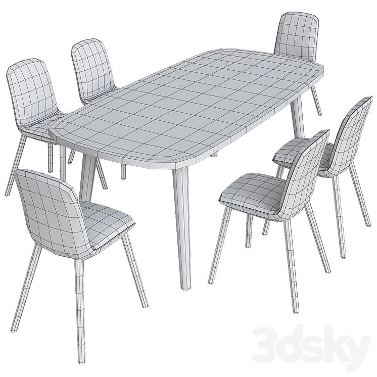 Poliform chair and table 3DS Max - thumbnail 2