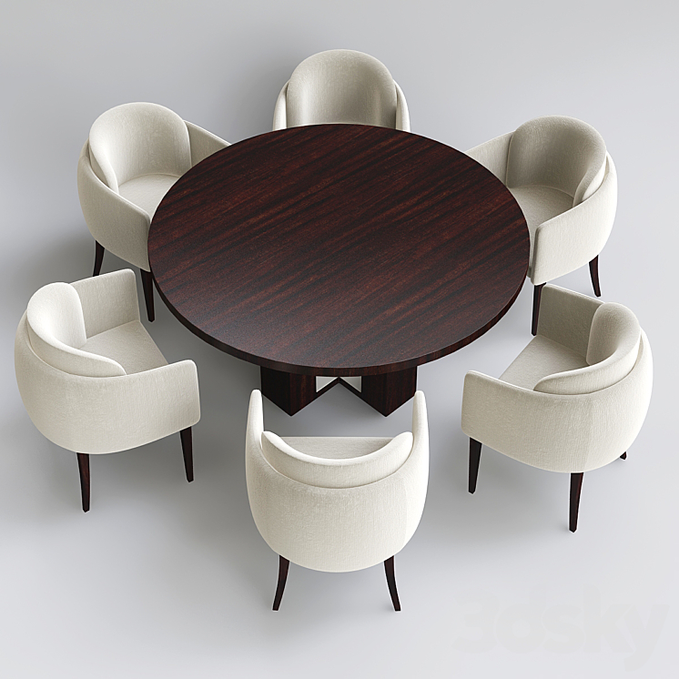 Poliform chair and table 3DS Max - thumbnail 1