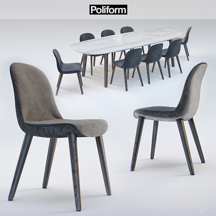 Poliform chair MAD DINNING Chair_ table MAD DINNING Table 3DS Max - thumbnail 2