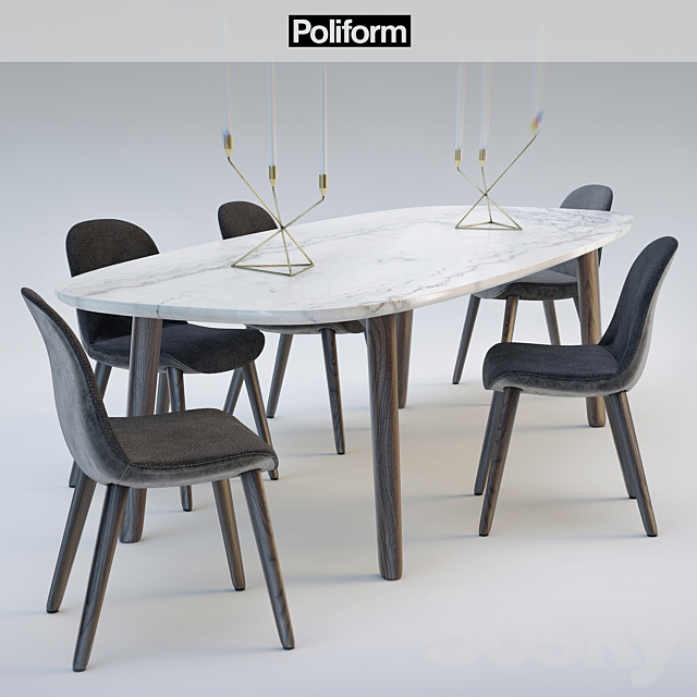 Poliform chair MAD DINNING Chair_ table MAD DINNING Table 3DSMax File - thumbnail 3