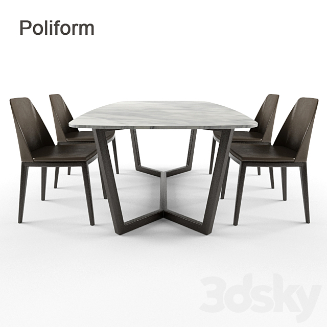 Poliform Concorde desk + chair Grace 3DSMax File - thumbnail 1