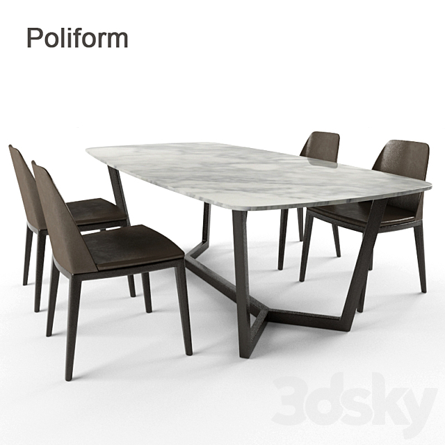 Poliform Concorde desk + chair Grace 3DSMax File - thumbnail 2