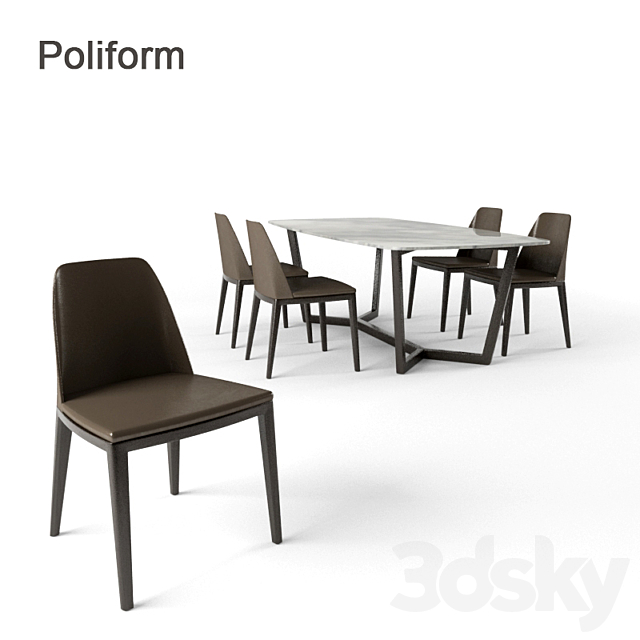 Poliform Concorde desk + chair Grace 3DSMax File - thumbnail 3