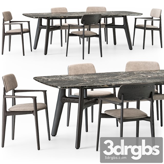 Poliform curve dining table armchair set - thumbnail 1