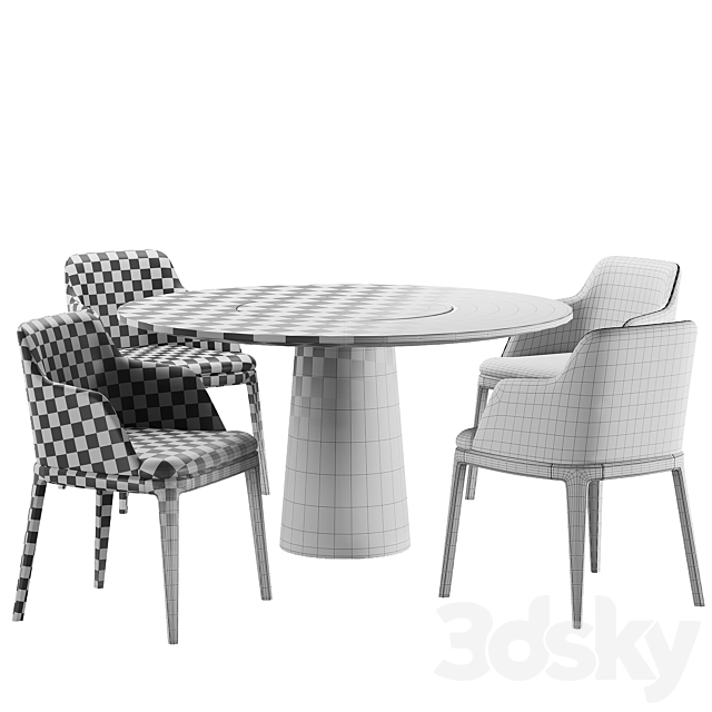 Poliform Dining set 3DS Max Model - thumbnail 2