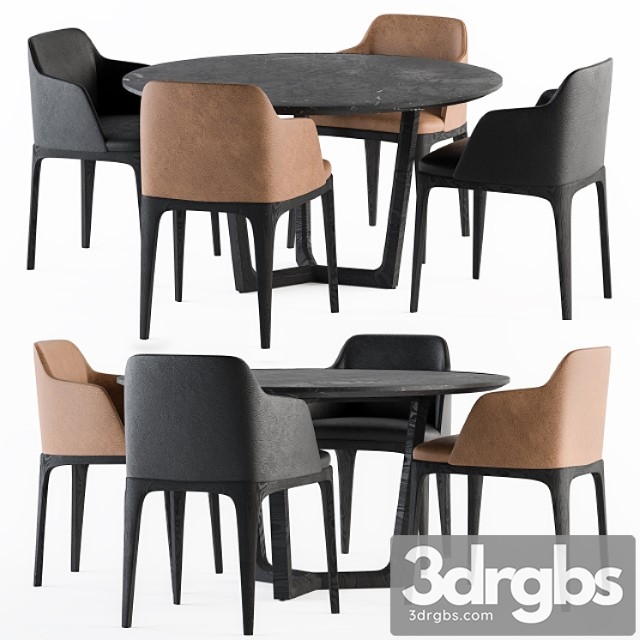 Poliform Dinning Round Table And Grace Chair 3dsmax Download - thumbnail 1