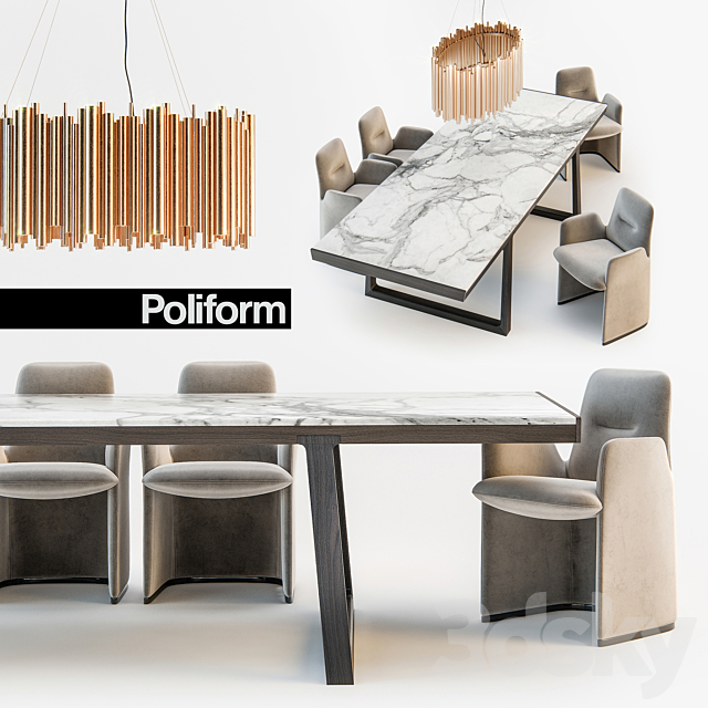 Poliform Guest chair Opera table 3DSMax File - thumbnail 1