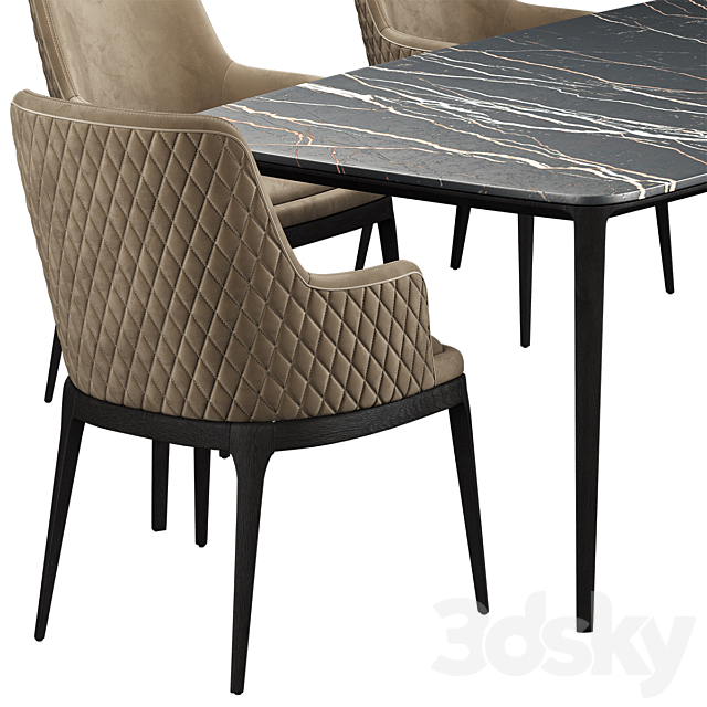 Poliform HENRY Table EDNA Chair 3DSMax File - thumbnail 3