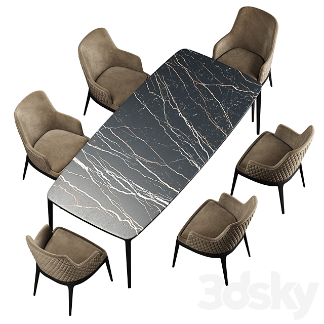 Poliform HENRY Table EDNA Chair 3DSMax File - thumbnail 4