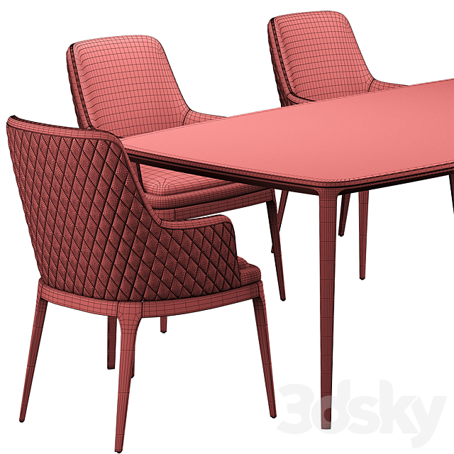 Poliform HENRY Table EDNA Chair 3DSMax File - thumbnail 5