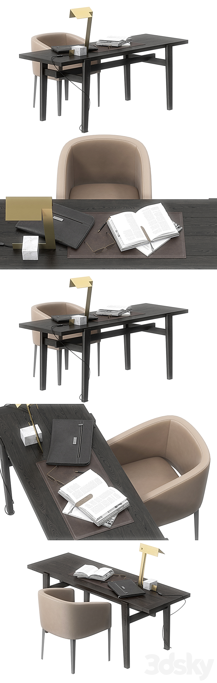 Poliform Home hotel desk set 3DS Max - thumbnail 2