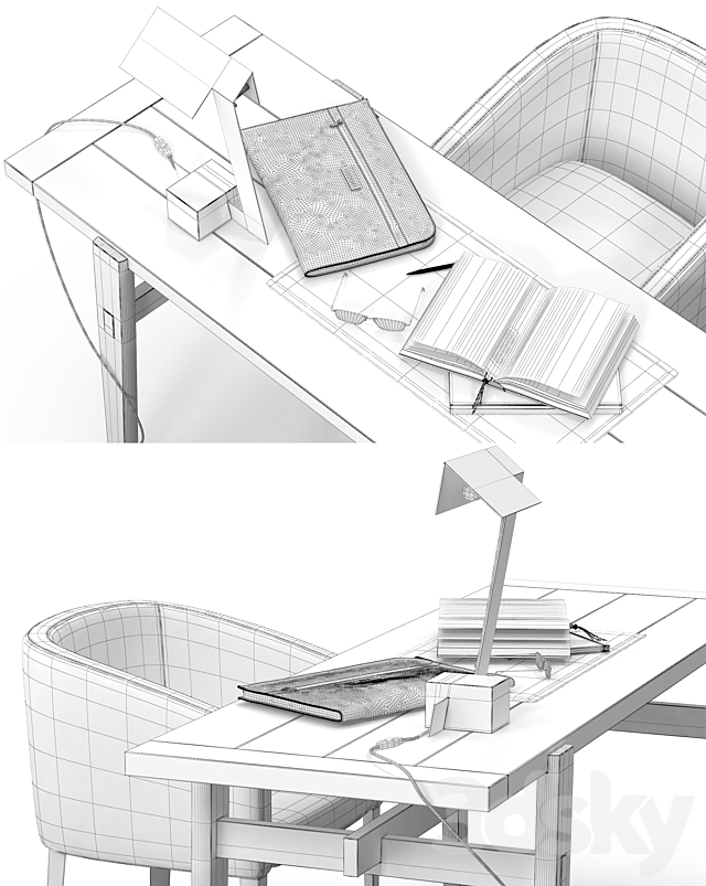 Poliform Home hotel desk set 3DSMax File - thumbnail 3