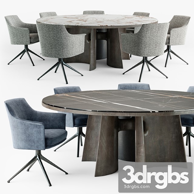 Poliform Kensington Round Table Stanford Chair Set 1 3dsmax Download - thumbnail 1